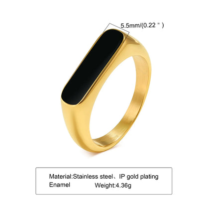 Signet Bar Ring in Gold Color, Minimalist Geometric Ring,Stainless Steel Rectangle Bar Dainty Ring