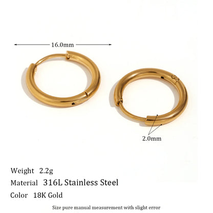 2023 Trendy Basic Clear Gemstone Crystal Paved Huggie Hoop Earring Waterproof Stainless Steel Round Gold Plated Woman Earring
