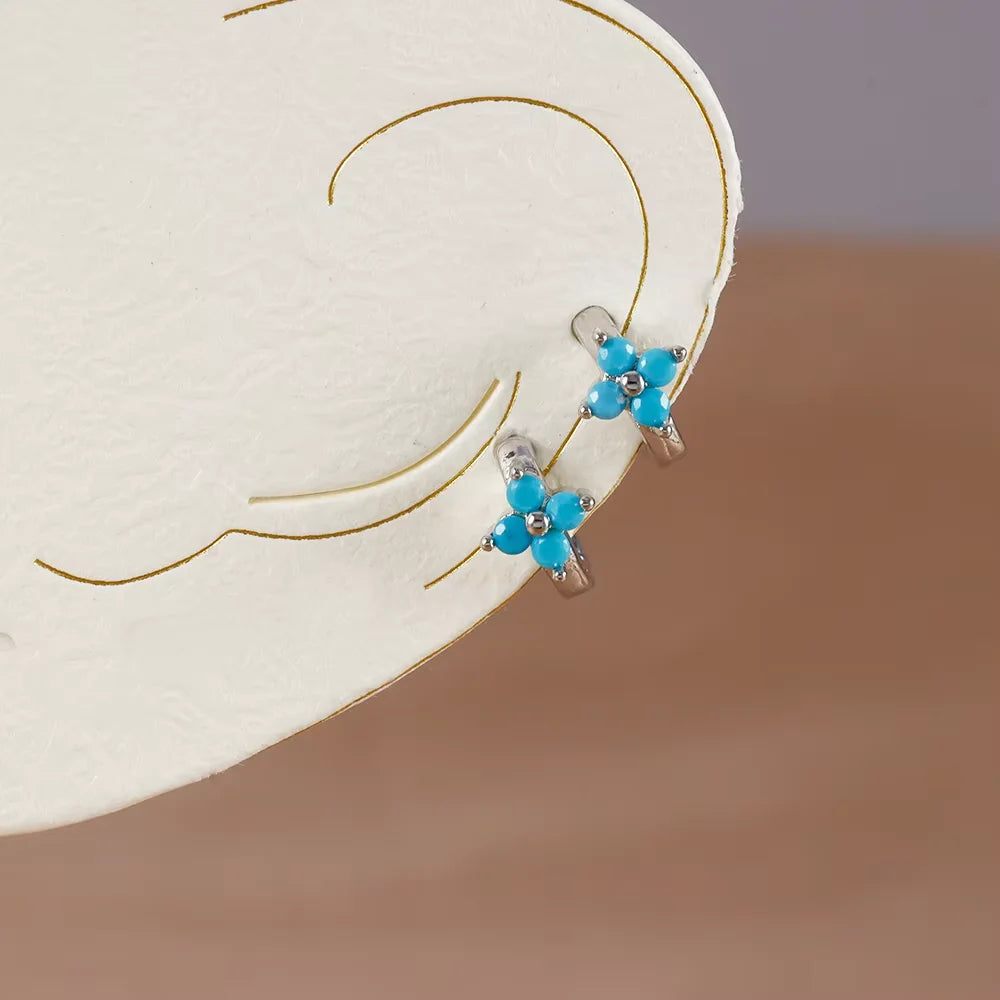 Fashion 6/8/10mm Stainless Steel Zircon Flower Hoop Earring Small Gold Color Circle Hoops Huggie Piercing Earring Trendy Jewelry