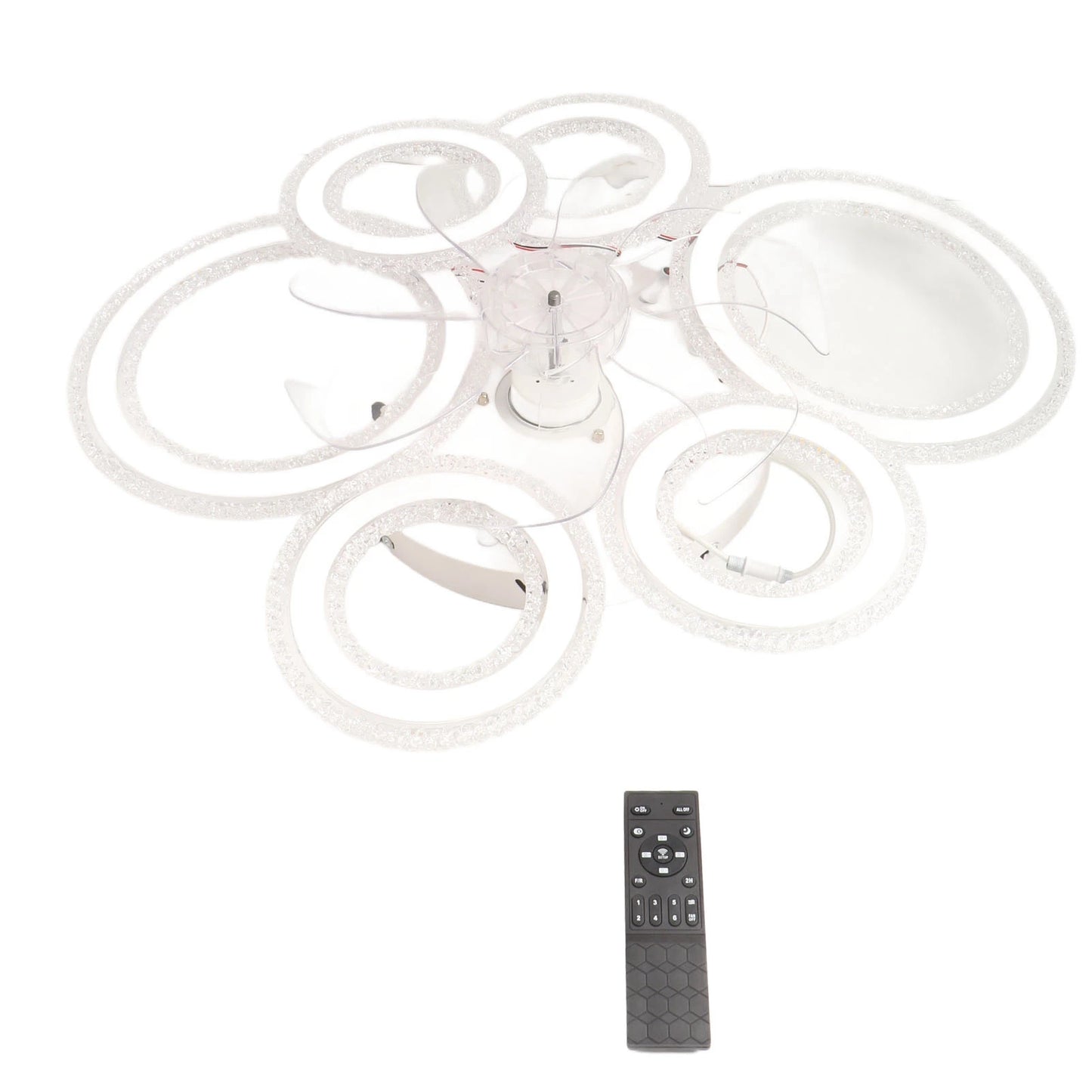 Ceiling Fan Light LED Nordic Modern Ceiling Fan Lamp 6 Rings Ceiling Fan Light for Bedroom Living Room Dining Room