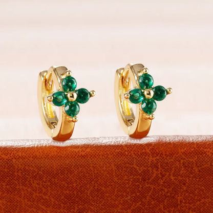 Fashion 6/8/10mm Stainless Steel Zircon Flower Hoop Earring Small Gold Color Circle Hoops Huggie Piercing Earring Trendy Jewelry