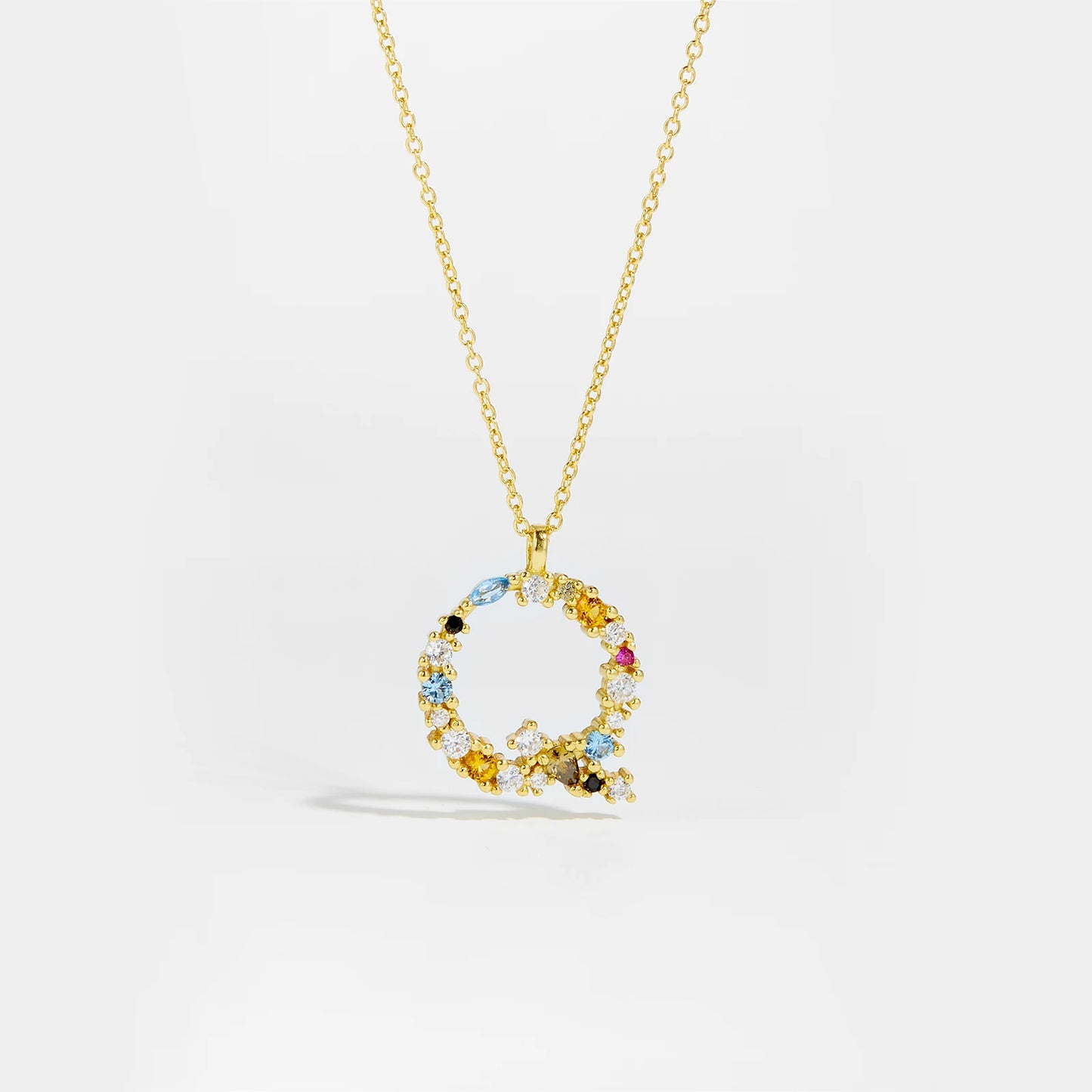 ANDYWEN 925 Sterling Silver Gold Letter M Pendant Initial F Alphabet Necklace Monogram Opals 2020 Women Accessories Jewelry