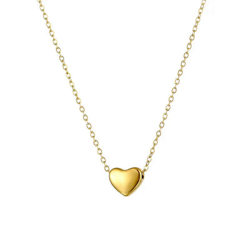 925 Sterling Silver Plated 14K Gold Necklace Women's Simple Elegant Classic Heart-shaped Pendant