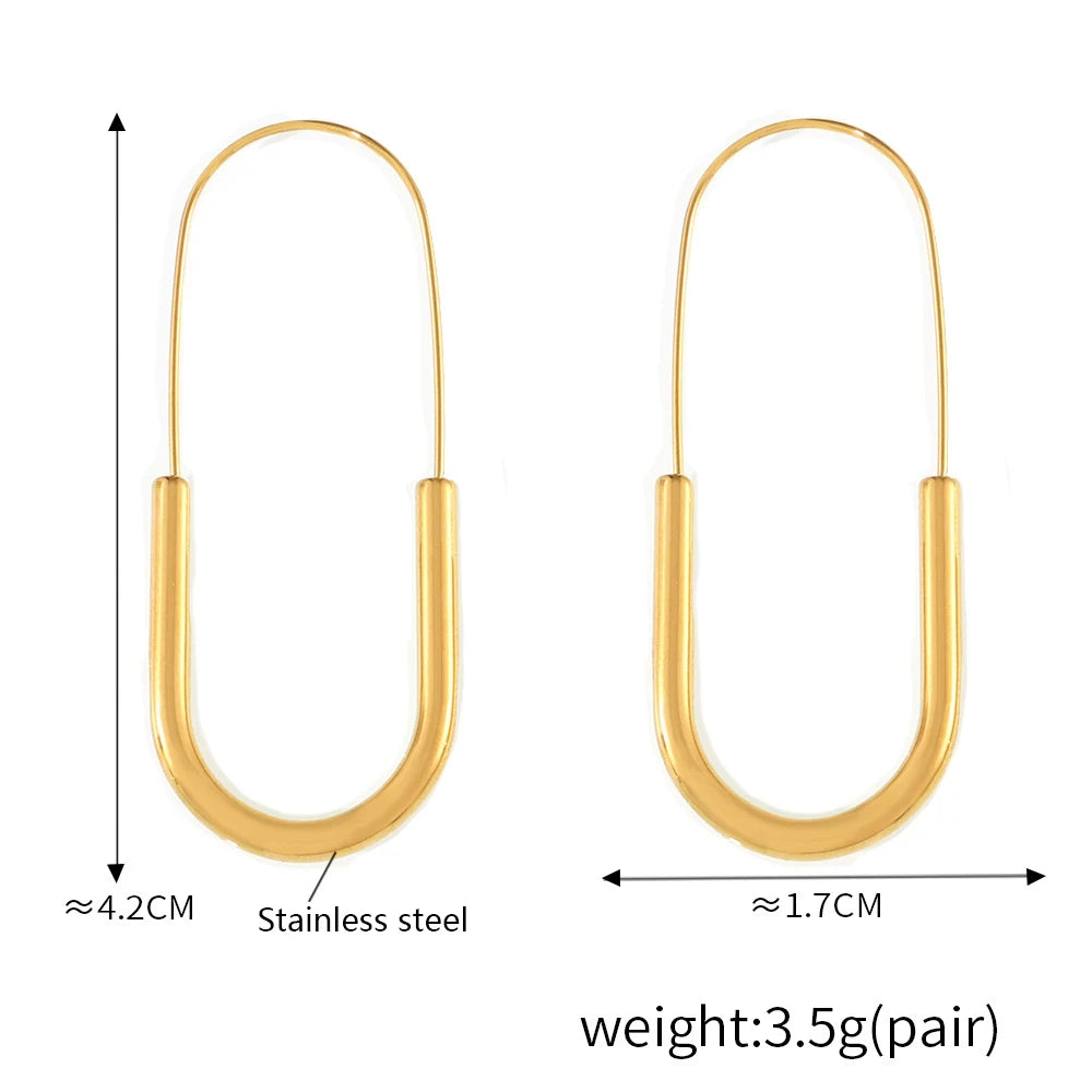 Pin Shape Stainless Steel Earrings For Women 18k Gold Plated No Tarnish Minimalist Women's Hoop Earring Girls Cute Ear Rings