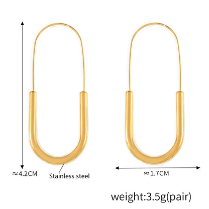 Pin Shape Stainless Steel Earrings For Women 18k Gold Plated No Tarnish Minimalist Women's Hoop Earring Girls Cute Ear Rings