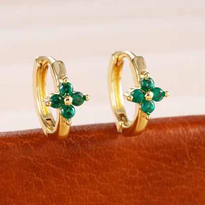 Fashion 6/8/10mm Stainless Steel Zircon Flower Hoop Earring Small Gold Color Circle Hoops Huggie Piercing Earring Trendy Jewelry