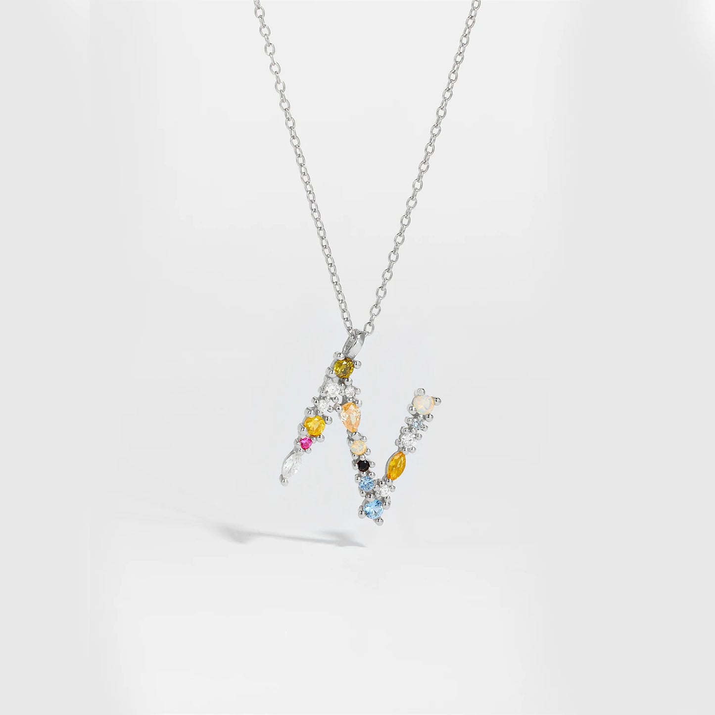 ANDYWEN 925 Sterling Silver Gold Letter M Pendant Initial F Alphabet Necklace Monogram Opals 2020 Women Accessories Jewelry