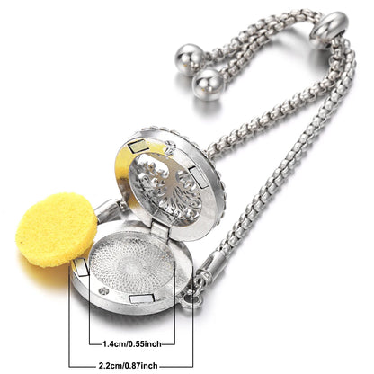 Aromatherapy Bracelet Diffuser Jewelry Tree of Life Locket Bracelets Crystal Perfume Essential Oil Diffuser Bracelet Women Men