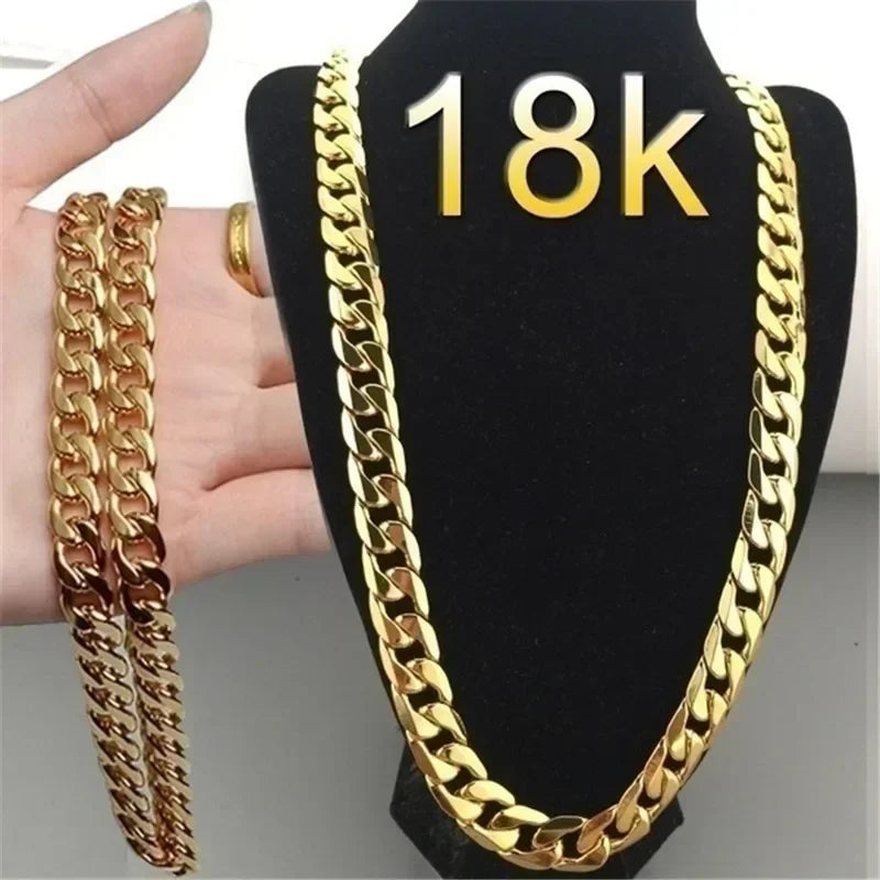 6mm Cuban Necklace Plated with 18K Gold Punk Hip Hop Men's and Women's Sweater Chain Birthday Party  Metal Jewelry Necklaces