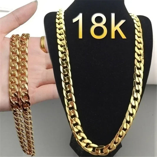 6mm Cuban Necklace Plated with 18K Gold Punk Hip Hop Men's and Women's Sweater Chain Birthday Party  Metal Jewelry Necklaces