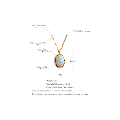 Yhpup Exquisite Stylish Processed Opal Stone Minimalist Small Chic Pendant Necklace 18k Gold Plated Jewelry for Women Gift