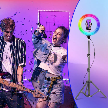 10 Inch RGB Adjustable LED Ring Light with Flexible Tripod & Phone Holder – Perfect for Selfies, Vlogging and Live Streaming