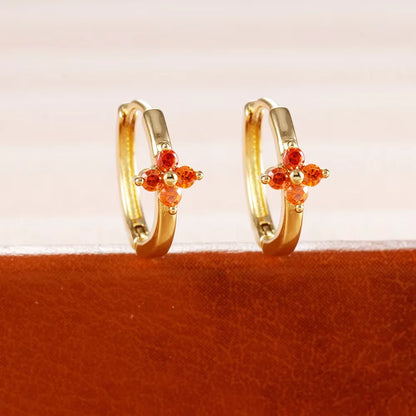 Fashion 6/8/10mm Stainless Steel Zircon Flower Hoop Earring Small Gold Color Circle Hoops Huggie Piercing Earring Trendy Jewelry