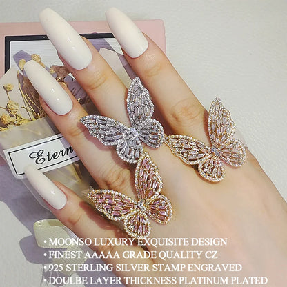2023 New Fashion Pink Gold Silver Color Butterfly Ring Fashion Ring Adjustable for Women Party Gift Jewelry Wholesale R7146