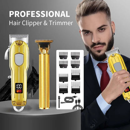 Hair Clippers Professional Cordless for Men, Barber Clippers for Hair Cutting Kit, Wireless LCD Display Hair Trimmers Set
