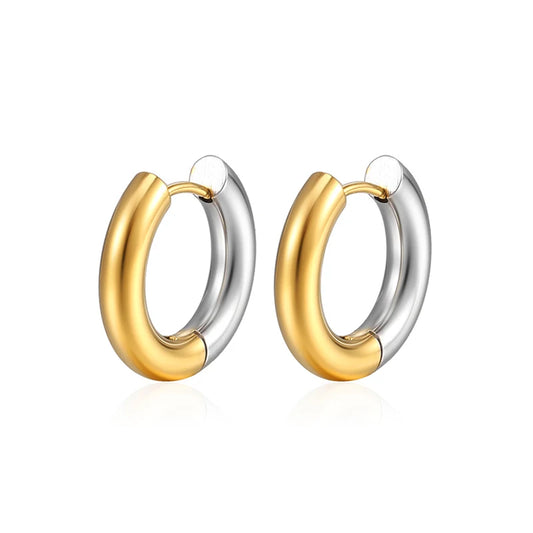 Classic Stainless Steel Hoop Earrings For Women Gold Silver Color Simple Smooth Round Ear Rings Daily Wearing Jewelry Gift