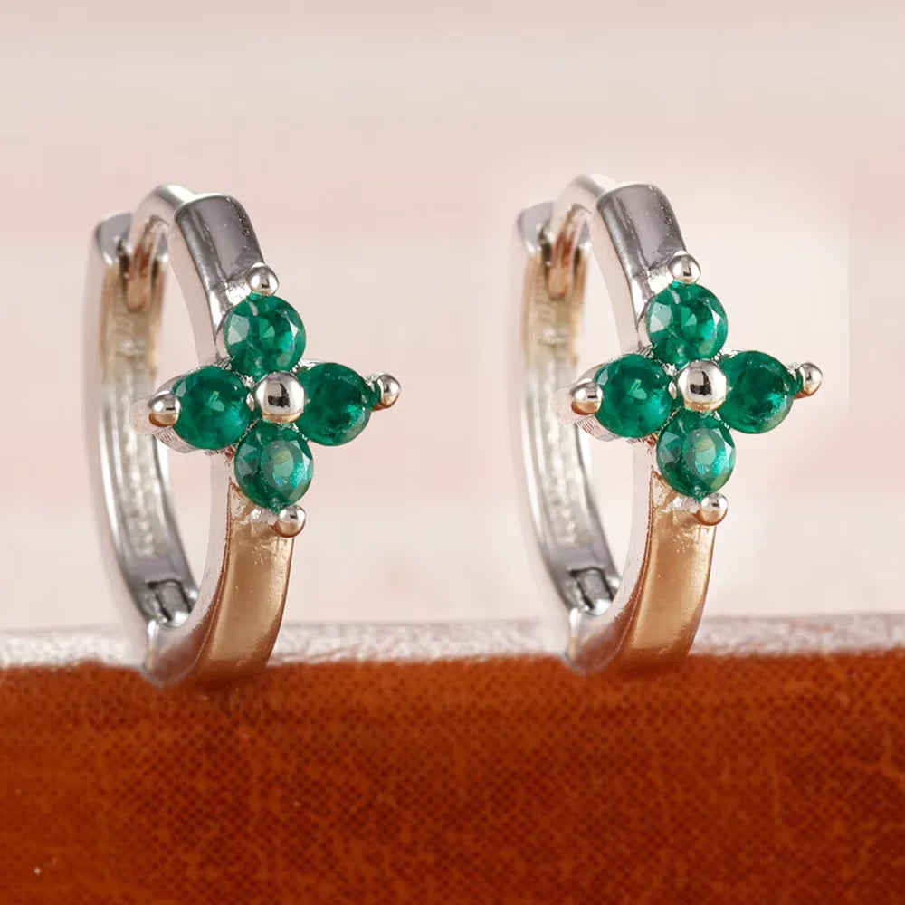 Fashion 6/8/10mm Stainless Steel Zircon Flower Hoop Earring Small Gold Color Circle Hoops Huggie Piercing Earring Trendy Jewelry