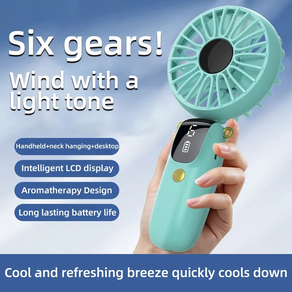 2025 New USB Rechargeable Portable Hand Fan with Phone Holder, Mini Desk & Neck Fan, Hands Free Cooling