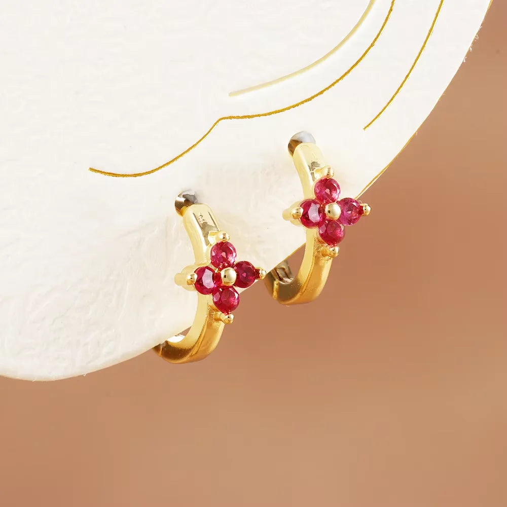 Fashion 6/8/10mm Stainless Steel Zircon Flower Hoop Earring Small Gold Color Circle Hoops Huggie Piercing Earring Trendy Jewelry