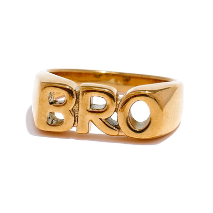 Yhpup FAM DAD SIS BRO MOM Statement Cast Family Letter Ring Stainless Steel Texture Gold Color Attractive Jewelry 18k PVD Plated