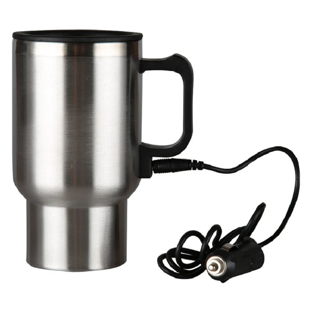 450ml Car Heating Cup Stainless Steel Electric In-car Travel Heating Cup 12V Hot Water Bottle for Heating Water Coffee Milk Tea