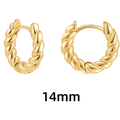 New Trendy Twisted Small Hoop Earrings for Women Fashion Gold Color Metal Circle Tiny Hoops Huggie Ear Buckle Jewelry 2023