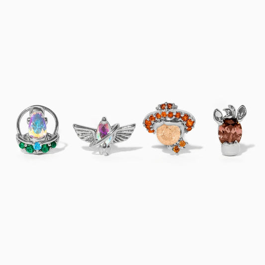 MIGGA 4pcs Mix and Match Cartoon Toy Stud Earrings Set Gold/Silver Color Plated Cubic Zircon Jewelry