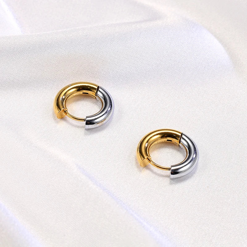 Classic Stainless Steel Hoop Earrings For Women Gold Silver Color Simple Smooth Round Ear Rings Daily Wearing Jewelry Gift