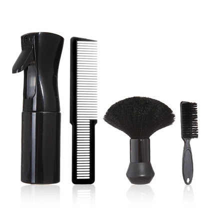 4pcs Professional Barbershop Tools Spray Bottle Comb Nylon Bristle Beard Brush Hair Cleaning Brush Salon Styling Accessories