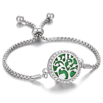 Aromatherapy Bracelet Diffuser Jewelry Tree of Life Locket Bracelets Crystal Perfume Essential Oil Diffuser Bracelet Women Men