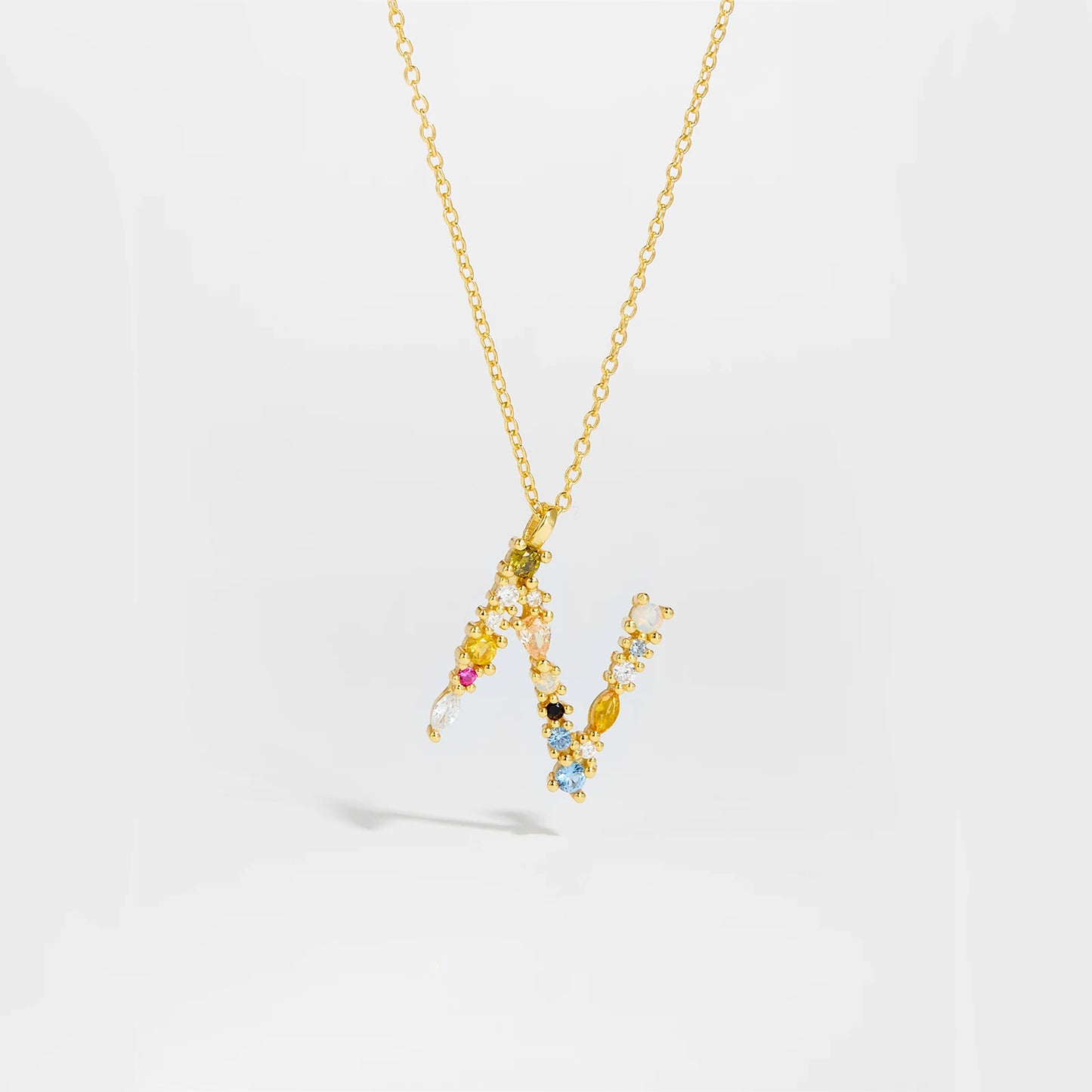 ANDYWEN 925 Sterling Silver Gold Letter M Pendant Initial F Alphabet Necklace Monogram Opals 2020 Women Accessories Jewelry