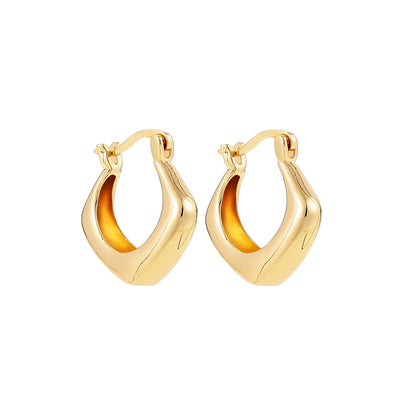 Smooth Round Chunky Hoop Earrings for Women Girls Gold Plated Wide Thick Geometric Metal Statement Earrings Vintage Jewelry Gift