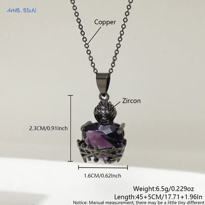 MHS.SUN Gold Plated Sacred Heart of Jesus Cross Necklace Red Zircon Religious Catholic Pendant Necklaces For Women Girls Jewelry