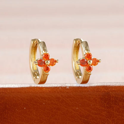 Fashion 6/8/10mm Stainless Steel Zircon Flower Hoop Earring Small Gold Color Circle Hoops Huggie Piercing Earring Trendy Jewelry