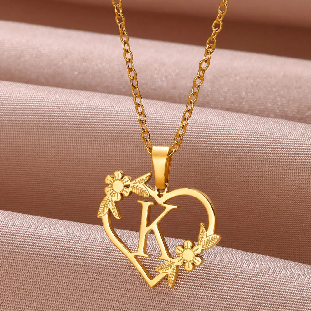 Initial Letter Stainless Steel Pendant Necklace for Women Fashion Gold Color Chain A-Z Alphabet Clavicle Necklaces Jewelry Gift