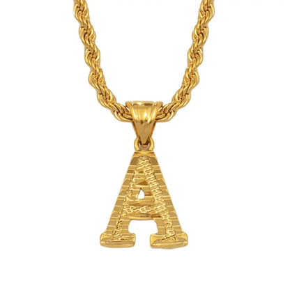 Anniyo Letters Necklaces For Women Men Gold Color Initial Pendant Twisted Rope Chain English Alphabet Jewelry Best  #058002P