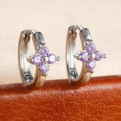 Fashion 6/8/10mm Stainless Steel Zircon Flower Hoop Earring Small Gold Color Circle Hoops Huggie Piercing Earring Trendy Jewelry