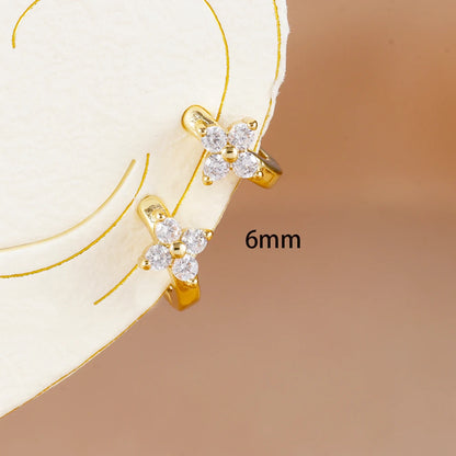 Fashion 6/8/10mm Stainless Steel Zircon Flower Hoop Earring Small Gold Color Circle Hoops Huggie Piercing Earring Trendy Jewelry