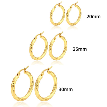 3pair Vintage Twisted Hoop Earrings for Women Gold Plated Stainless Steel Twist Ear Buckle Stackable Circle Hoops Party Jewelry