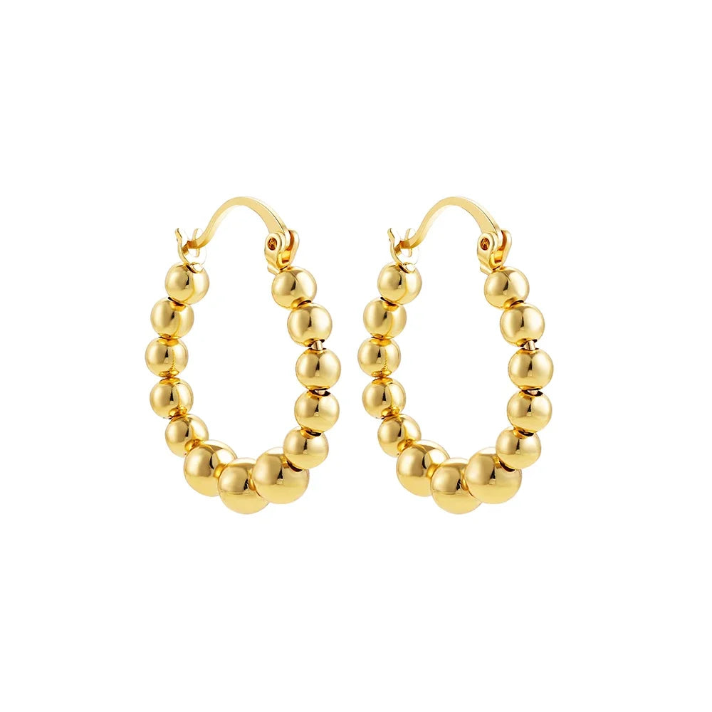 Smooth Round Chunky Hoop Earrings for Women Girls Gold Plated Wide Thick Geometric Metal Statement Earrings Vintage Jewelry Gift