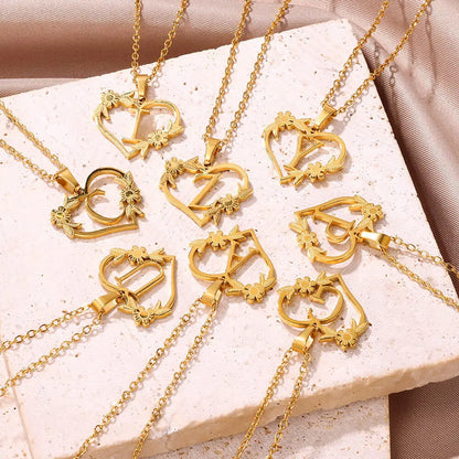 Initial Letter Stainless Steel Pendant Necklace for Women Fashion Gold Color Chain A-Z Alphabet Clavicle Necklaces Jewelry Gift