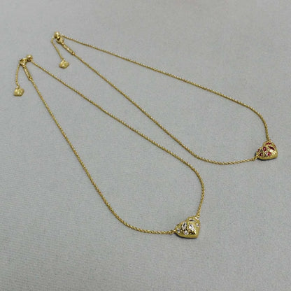 Kendra Scott Holland Gold Heart Short Pendant Necklace Pink Crystal