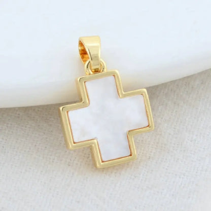 14K Gold Color Brass with Shell Moon Star Heart Cross Charms Pendants Necklace Earrings Jewelry Making Supplies Accessories