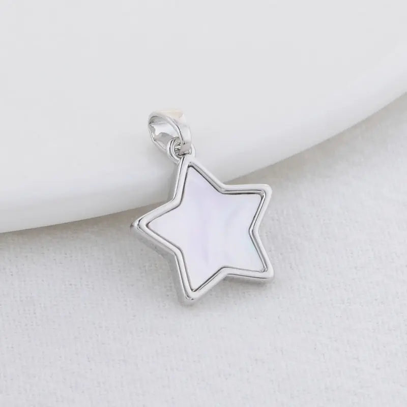 14K Gold Color Brass with Shell Moon Star Heart Cross Charms Pendants Necklace Earrings Jewelry Making Supplies Accessories