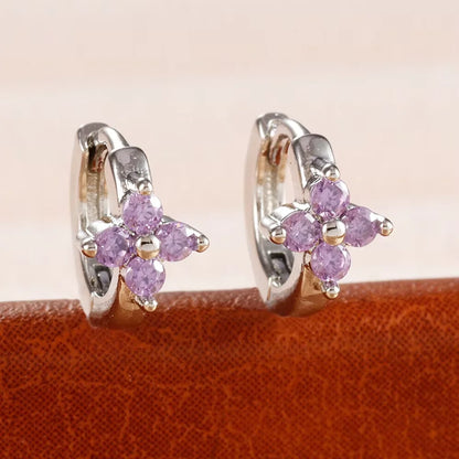 Fashion 6/8/10mm Stainless Steel Zircon Flower Hoop Earring Small Gold Color Circle Hoops Huggie Piercing Earring Trendy Jewelry