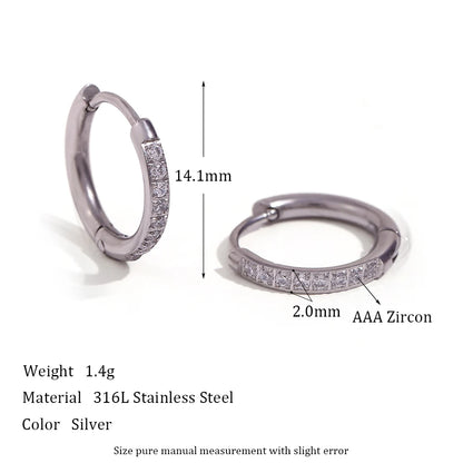 2023 Trendy Basic Clear Gemstone Crystal Paved Huggie Hoop Earring Waterproof Stainless Steel Round Gold Plated Woman Earring