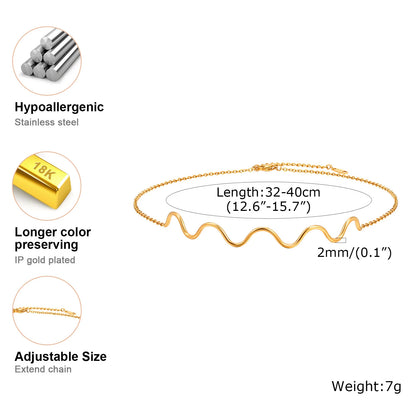 Open Hoop Earrings Women, Minimalist 18K Gold Plated Large Earrings Wave Shape Big Hoops,Stainless Steel Jewelry