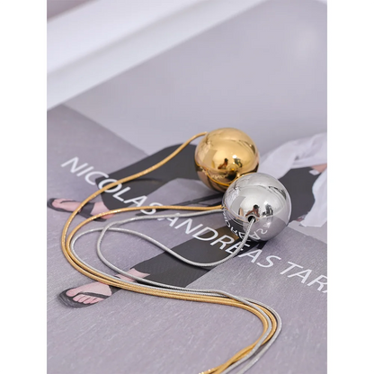 Yhpup 20mm Minimalist Stainless Steel Round Ball Bead Pendant Necklace Stylish 18K Gold Plated Rust Proof Clavicle Charm Jewelry