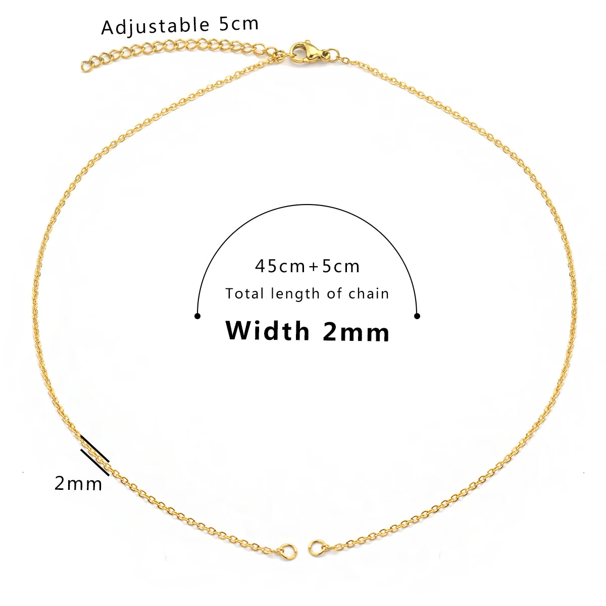 5pcs Stainless Steel 18K Gold Plated Double Jump Ring Adjustable Cuba Chain ewelry Making DIY Connector Charm Pendants Necklace