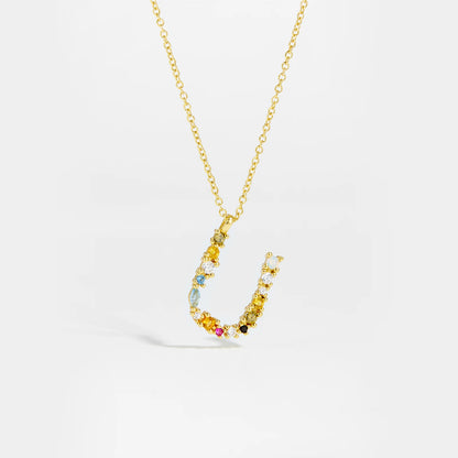 ANDYWEN 925 Sterling Silver Gold Letter M Pendant Initial F Alphabet Necklace Monogram Opals 2020 Women Accessories Jewelry